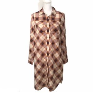 Prana Plaid Lightweight Dress Tunic Maxi Shirt